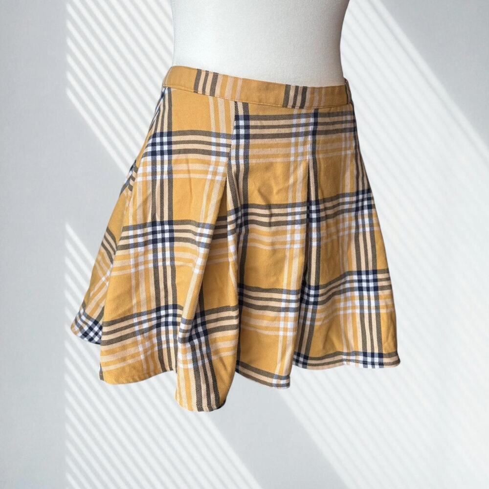 Y2k yellow plaid mini skirt